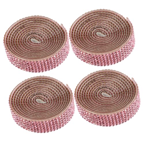 Veemoon 4 Rollen Strass Applikation Selbstklebende Bügelsteine Funkelnde DIY Dekoration für Brautkleid Gürtel Abendkleider und Handwerk Rosa Reihig Breit von Veemoon