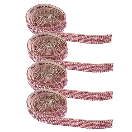 Veemoon 4 Rollen Strass Applikationen zum Aufbügeln Selbstklebende Glitzersteine Dekoratives Band für Brautkleid Gürtel DIY Patches für Hochzeitskleidung und Abendmode von Veemoon