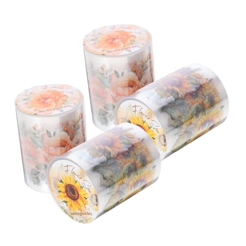 Veemoon 4 Rollen Teiliges Pet Klebeband Vintage Pflanzenmotive Vielseitiges DIY Tape für Scrapbooking Tagebuch Dekoration und Geschenkverpackung Handreißbar Tragbar und Einfach zu von Veemoon