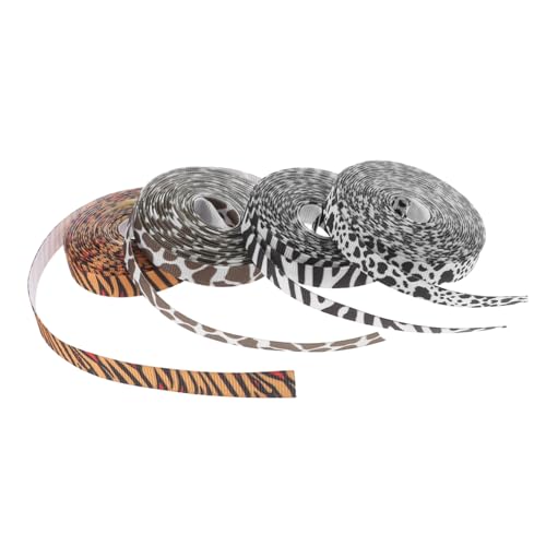 Veemoon 4 Rollen Tiermuster Geschenkband DIY Dekorationsband mit Tiger Giraffe Zebra und Kuh für Weihnachten und Geburtstagsgeschenke pro Rolle Veemoon 4 Rollen Tiermuster Geschenkband DIY Dekorationsband mit Tiger Giraffe Zebra und Kuh für Weihnachten und Geburtstagsgeschenke pro Rolle von Veemoon