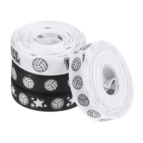 Veemoon 4 Rollen Volleyball Print Geschenkband Sport Bastelbänder für Partys Dekorationen Haarschmuck und Souvenirverpackungen Vielseitig Einsetzbar für Volleyball Events von Veemoon