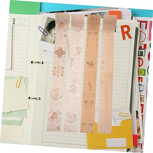 Veemoon 4 Rollen Washi Tape Vintage Papier Klebestreifen pro DIY Bastelband für Geschenkverpackung Tagebuch Scrapbooking Dekoration mit Retro Mustern von Veemoon