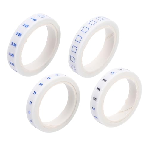Veemoon 4 Rollen Zeit- und Papierband Scrapbooking -Vorräte dekoratives Klebeband Tagebuchband Planer Zubehör Planer Washi Tape Zeitschriftenzubehör Flüsterpapier Weiß von Veemoon