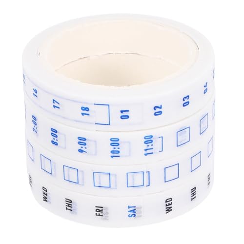 Veemoon 4 Rollen Zeit- und Papierband dekoratives Klebeband Scrapbooking -Vorräte Tagebuchband Datum Aufkleber Sammelalbum liefert Zeitschriftenzubehör Planer Washi Tape Flüsterpapier Weiß von Veemoon