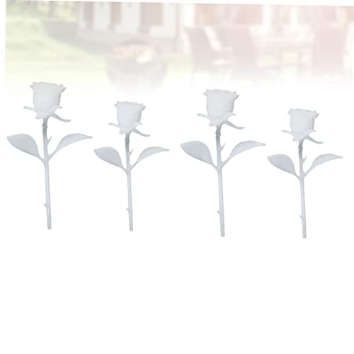 Veemoon 4 STÜCKE Teiliges DIY Kristall Epoxidharz Rosenmodell Miniatur Weiße Rosen Kreative Bastelornamente für Heimdekoration Langlebiges Material Handgefertigte Mini Rosen für Kreative von Veemoon