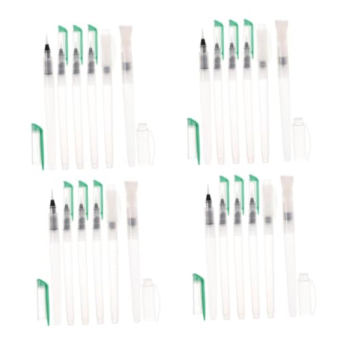Veemoon 4 Sätze Aquarellpinsel Aquarell Malen Wasserfarben-pinselstifte Wieder Auffüllbar Malstifte Buntstifte Für Aquarellstifte Praktische Pinsel Nylon Weiß 6 Stück * 4 von Veemoon
