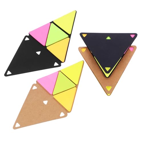 Veemoon 4 Sätze Dreieckige Haftnotizen Praktische Pet Memo Pads Schwarz und Naturfarben für Büro und Schule Vielseitig Einsetzbar Farbcodierte Organisation und Tragbar von Veemoon