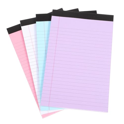 Veemoon 4 Stück Farbiger Notizblock Notizblöcke farbig College-Notizblock Schulbedarf regiert Schule Buntes Haftnotiz Entwurf; Schmierpapier Notizen Notebook Büropapier juristisches Papier von Veemoon