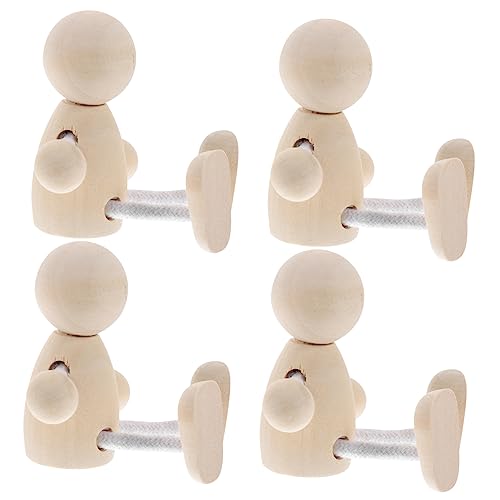 Veemoon 4 Stück Holzspielzeug Miniaturfiguren Mädchen Menschen Bemale deine Puppe Holzfiguren für Malerei Holzfiguren Bastelset Sandtisch Holzpuppe unvollendete Holzpflockpuppe von Veemoon