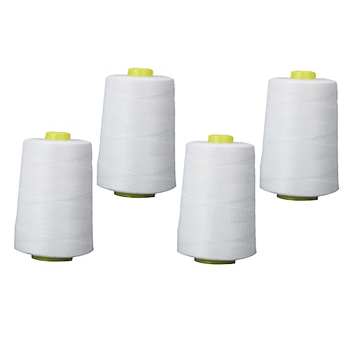 Veemoon 4 Stück Nähgarn Nähenvorräte Stoff Weiß zum Nähen Polyester nähen nähmaschinen sewing machine stitching machine sewing accessories nähset nähmaschine Nähzubehör Polyesterfaden von Veemoon