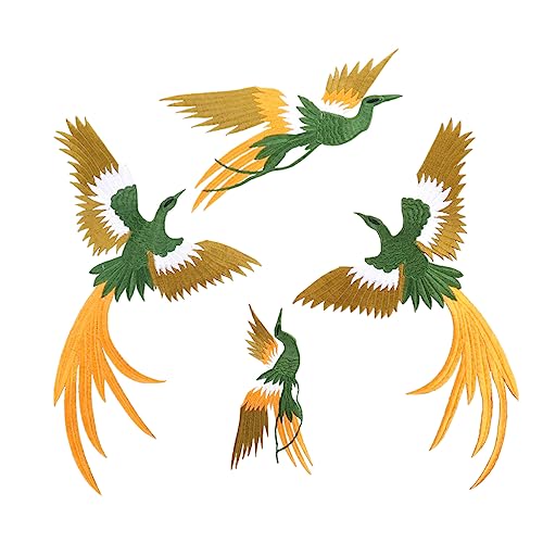 Veemoon 4 Stück Phoenix Stickerei Patches DIY Aufnäher für Kleidung Handgefertigte Applikationen Grüne Stoffverzierungen für Dekoration und Bastelprojekte von Veemoon