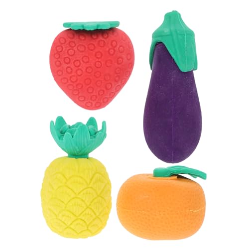 Veemoon 4 Stück Radiergummis für Kleinkinder erasers for radiergummi süße radiergummis gummifüsse Schreibwaren süßes stationäres Lebensmittel Radiergummis Mini-Cartoon-Radierer von Veemoon
