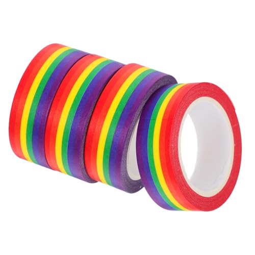 Veemoon 4 Stück Regenbogen Washi Klebeband Wasserdichtes Dekoratives Abdeckband für Bastelprojekte Schulprojekte und Pride Dekorationen Einfache Handhabung Farbenfrohe Streifen für von Veemoon