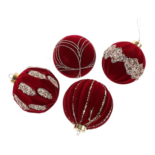 Veemoon 4 Stück Samt Weihnachtsbaumkugeln Rote Glitzer Ornamente für Festtagsdekoration Stoßfest Hängende Bälle für DIY Bastelprojekte und Festliche Anlässe Veemoon 4 Stück Samt Weihnachtsbaumkugeln Rote Glitzer Ornamente für Festtagsdekoration Stoßfest Hängende Bälle für DIY Bastelprojekte und Festliche Anlässe von Veemoon