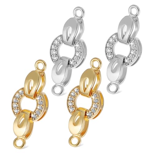 Veemoon 4 Stück Schmuckverschlüsse für Armbänder und Gold Silber Leichte Langlebige Kupferverbindungen für DIY Schmuckherstellung Elegant Einfach zu Bedienen von Veemoon