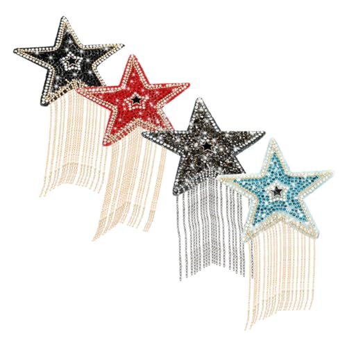 Veemoon 4 Stück Strass Sternen Patches mit Quaste DIY Aufnäher Hochwertigem Material Hitzebeständig für Kunsthandwerk und Bekleidungsprojekte Veemoon 4 Stück Strass Sternen Patches mit Quaste DIY Aufnäher Hochwertigem Material Hitzebeständig für Kunsthandwerk und Bekleidungsprojekte von Veemoon