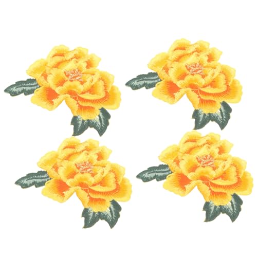 Veemoon 4 Stück Teiliges Blumenstickerei Patches zum Aufbügeln und Aufnähen Dekorative DIY Applikationen für Kleidung Taschen Schuhe und Hüte Langlebige Stoffflicken zur Reparatur und von Veemoon