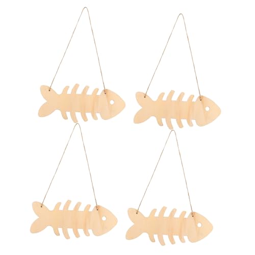 Veemoon 4 Stück Teiliges DIY Holzfisch Anhänger Bastelholz Fische zum Bemalen Leicht Tragbar Kreative Fischformen Holzplättchen für Party DIY Supplies Kinderfreundlich Sicher von Veemoon