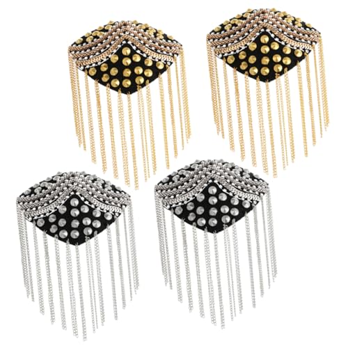 Veemoon 4 Stück Teiliges Punk Quasten Schulterklappen mit Strass Perlen Metallkette und Nieten Modische Epauletten für Damen und Herren Vielseitiges Kostümzubehör für Besondere Anlässe Veemoon 4 Stück Teiliges Punk Quasten Schulterklappen mit Strass Perlen Metallkette und Nieten Modische Epauletten für Damen und Herren Vielseitiges Kostümzubehör für Besondere Anlässe von Veemoon