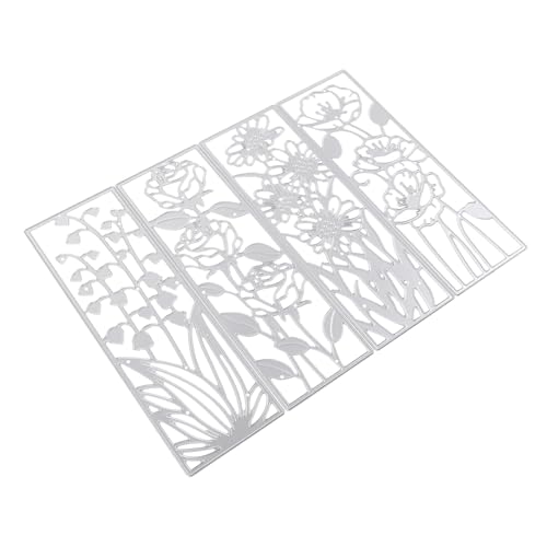 Veemoon 4 Stück Teiliges Stanzform aus Langlebigem Carbonstahl Rechteckige Lesezeichen mit Blumenrahmen DIY Papierstanzen für Kartenherstellung Scrapbooking Albumdekoration und Veemoon 4 Stück Teiliges Stanzform aus Langlebigem Carbonstahl Rechteckige Lesezeichen mit Blumenrahmen DIY Papierstanzen für Kartenherstellung Scrapbooking Albumdekoration und von Veemoon
