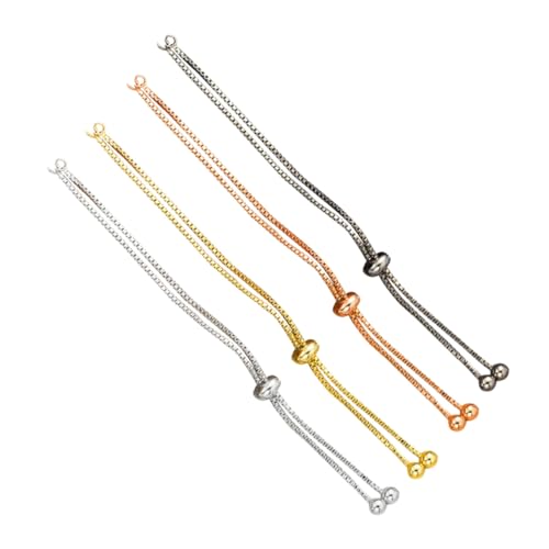 Veemoon 4 Stück Teiliges Verstellbares Teilfertiges Armband aus Messing mit Rundkugel Design DIY Schmuck Zubehör in Gold Weißgold Roségold Schwarz Inklusive Schiebestopper für Damen und Veemoon 4 Stück Teiliges Verstellbares Teilfertiges Armband aus Messing mit Rundkugel Design DIY Schmuck Zubehör in Gold Weißgold Roségold Schwarz Inklusive Schiebestopper für Damen und von Veemoon