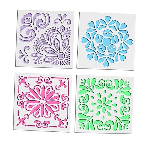 Veemoon 4 Stück Vintage Fliesen Schablonen Set – Wiederverwendbare Retro Malvorlagen Für Kreative DIY-Projekte Auf Wand - Boden Und Stoff Mit Blumenmotiven Veemoon 4 Stück Vintage Fliesen Schablonen Set – Wiederverwendbare Retro Malvorlagen Für Kreative DIY-Projekte Auf Wand - Boden Und Stoff Mit Blumenmotiven von Veemoon