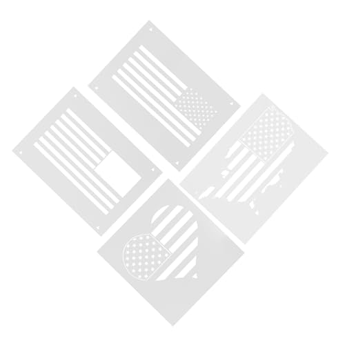 Veemoon 4 Stück Vorlage für Flaggennebel bürodeko büro dekoration usa flag sprühlack flagge usa hausdeko us flag vereinigt Wandkunstvorlage Schablone Handwerkskunst-Vorlage Plastik Beige von Veemoon