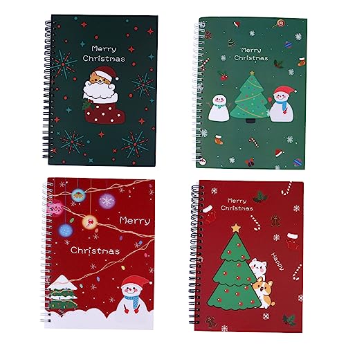 Veemoon 4 Stück Weihnachtsnotizbuch Weihnachten Notizbücher Schneemann-notizbuch Kleiner Weihnachtsnotizblock Schule Schreibwaren Party Weihnachts-notizblock Spiral- Papier von Veemoon
