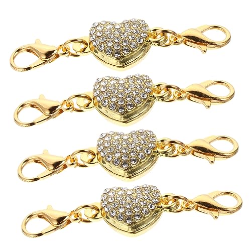 Veemoon 4 Stücke Halskette Verschluss Schmuck Kettenverlängerung Schließe Zahlenperlen Silber verlängerung für armband armbandverschluss Dekorkette Halskette Extender Legierung Golden von Veemoon
