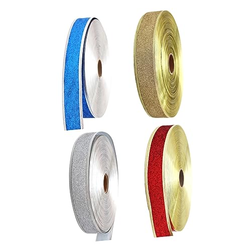Veemoon 4 Stücke Weihnachtsband Band zum Basteln Dekoration funkeln Weihnachtsglitzerband bunt Blau ribbons weihnachts geschenkband weihnachtadeko weihnchtsdeko Geschenkstreifen DIY-Bänder von Veemoon