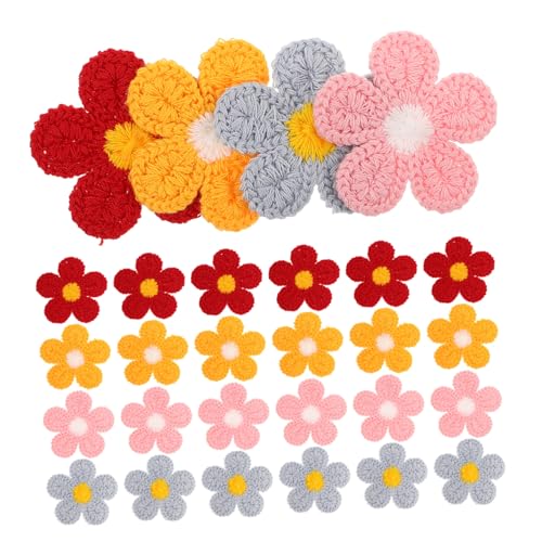 Veemoon 40 Stück Bestickte Blumen Patches zum Aufnähen Bunte Organza Applikationen für DIY Kleidung Rucksäcke Hüte Reparatur Farben Große Dekorative Stoffblumen für Handarbeiten von Veemoon