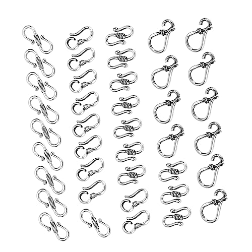Veemoon 40 Stück Gürtelschnalle aus tibetischer Silberlegierung Verschlüsse Schlüssel Schließungen Ende hand schmuck armbandverschluss Endverschluss Verschlusshaken aus Legierung Silver von Veemoon