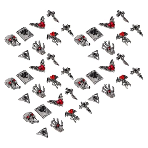 Veemoon 40 Stück Teiliges Halloween Nail Art Punk Nagelverzierungen Vintage Alloy Nail Accessories Spooky Gothic Charms für DIY Maniküre Nageldekoration Veemoon 40 Stück Teiliges Halloween Nail Art Punk Nagelverzierungen Vintage Alloy Nail Accessories Spooky Gothic Charms für DIY Maniküre Nageldekoration von Veemoon