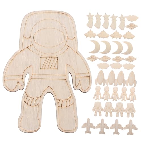 Veemoon 45 Stück Holzausschnitte für DIY Projekte Unvollendete Holzscheiben im Weltraumdesign für Bastelmaterialien zur Dekoration für Feste und Geburtstage Glatte Kanten Sicher und von Veemoon