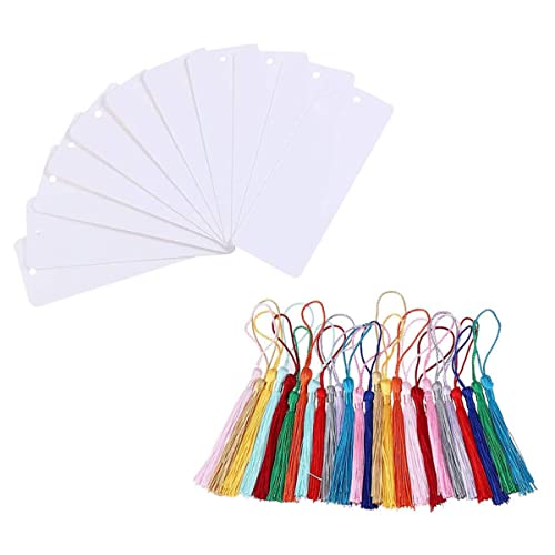 Veemoon 48 Stück DIY Papier Lesezeichen Set mit Quasten Leere Bastel Lesezeichen für Kreative Etiketten und Persönliche Designs für Schule und DIY Projekte Zufällige Farbe Zufällige Farbe von Veemoon