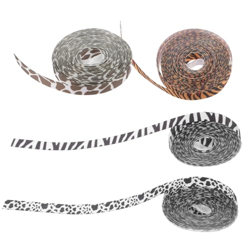 Veemoon 4Rollen Bastel und Geschenkband mit Tiermotiven Tiger Giraffen Zebra und Kuh Design für Geburtstags und Feiertagsdekorationen Veemoon 4Rollen Bastel und Geschenkband mit Tiermotiven Tiger Giraffen Zebra und Kuh Design für Geburtstags und Feiertagsdekorationen von Veemoon
