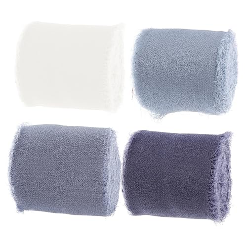 Veemoon 4Rollen DIY Geschenkverpackungsband Für Hochzeiten Handreißbare Chiffonbänder Und Grautönen Pro Rolle Für Schleifen Und Dekoration Von Geschenken von Veemoon