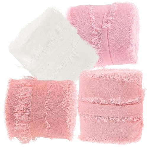 Veemoon 4Rollen Geschenkpackband Für Hochzeiten Und Partys Handreißbare Chiffonbänder Dusty Hellrosa Pro Rolle Für Dekoration von Veemoon