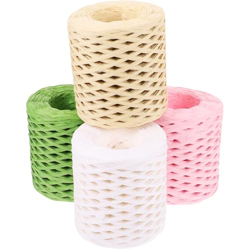 Veemoon 4Rollen Raffia Geschenkband Dekorative Papierschnur Für Bastelarbeiten Naturbast Bindfaden Farben Für Geschenkverpackungen Und DIY von Veemoon