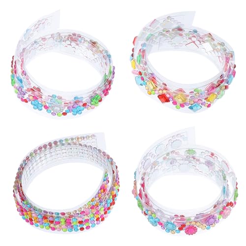 Veemoon 4Rollen Selbstklebendes Strassband Funkelnde DIY Klebebänder für Scrapbooking und Kreative Dekoration pro Rolle Blumen Punkte Sonnenblumen von Veemoon