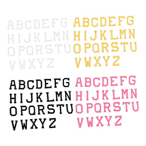 Veemoon 4Sätze Bunte Alphabet Patches zum Aufbügeln Teiliges Buchstaben für Jeans Hemden und Taschen Strapazierfähige Bestickte Applikationen für DIY Reparaturen von Veemoon