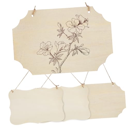 Veemoon 4Stücke Hängende Holzschilder Unlackiert Blanko Holzplatten Für DIY Bastelarbeiten Dekorative Holzsignale Für Tür Und Wanddekoration Veemoon 4Stücke Hängende Holzschilder Unlackiert Blanko Holzplatten Für DIY Bastelarbeiten Dekorative Holzsignale Für Tür Und Wanddekoration von Veemoon