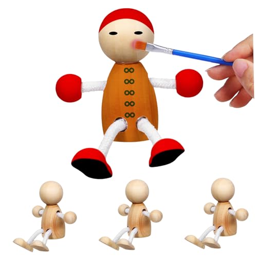 Veemoon 4Stücke Teiliges Unbemalter Holzfiguren zum Bemalen DIY Peg Puppen für Holzspielzeuge für Bastelprojekte für und Dekoration Veemoon 4Stücke Teiliges Unbemalter Holzfiguren zum Bemalen DIY Peg Puppen für Holzspielzeuge für Bastelprojekte für und Dekoration von Veemoon