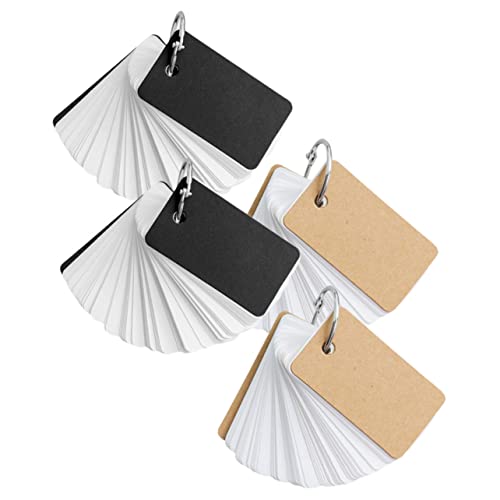 Veemoon 4Stücke Wörterkarten mit Binder Ring DIY Karteikarten für Notizen Vokabellisten Hochwertiges Kraftpapier Stilvolles Design Lernen und Tägliche von Veemoon