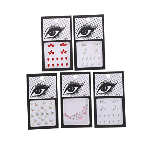 Veemoon 5 Blätter Selbstklebende Set Strasssteine für Gesicht und Körper Vielseitige Flat Back Kristallsteine Verschiedenen Formen für DIY Nail Art Make Up Textilien und Bastelprojekte von Veemoon