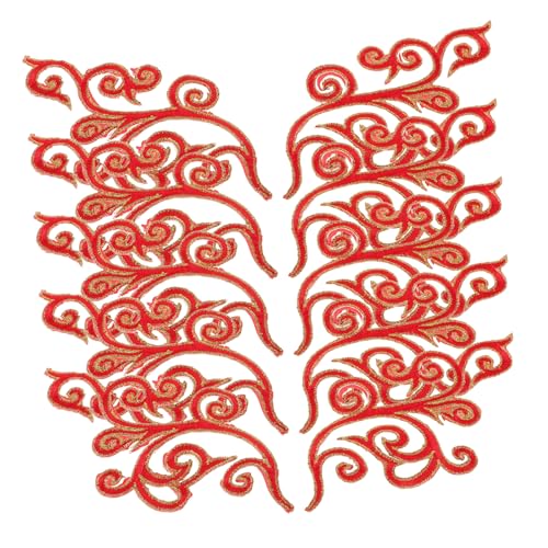 Veemoon 5 Paare Gestickter Stoffaufnäher Blumenflicken Zum Aufbügeln Aufnäher Mit Blumenstickerei Gestickte Aufnäher Mit Blumen Stickerei-blumenapplikation Western-applikationen Rot Nylon von Veemoon