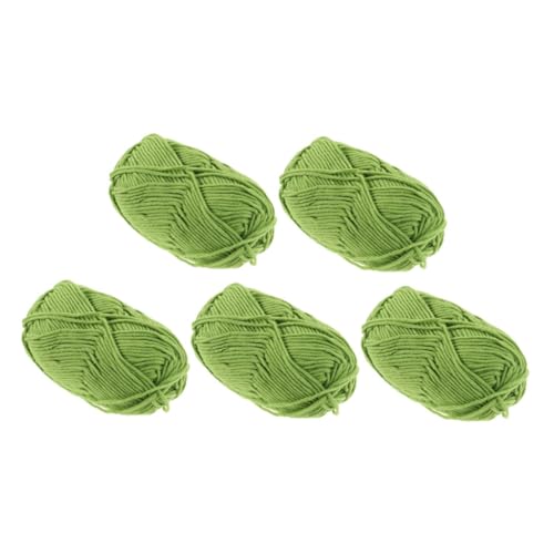 Veemoon 5 Rollen Baumwollgarn Milch Stricken weiches Baumwollseil Bulk-Garn dünn Strickgarnmaterial gehäkelte Baumwolllinie handgemachtes Garn DIY Garn Baumwolle Green von Veemoon