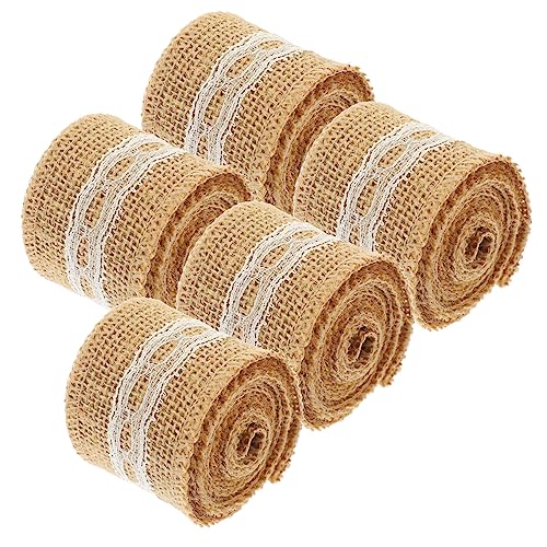 Veemoon 5 Rollen Einfarbige Leinenstreifen Stoff Bänder umwickeln Bänder für Handwerk Schleife Bast ribbon bandfeile dekobänder geschenkpaket weihnchtsdeko Blumenband zartes Band Jute von Veemoon