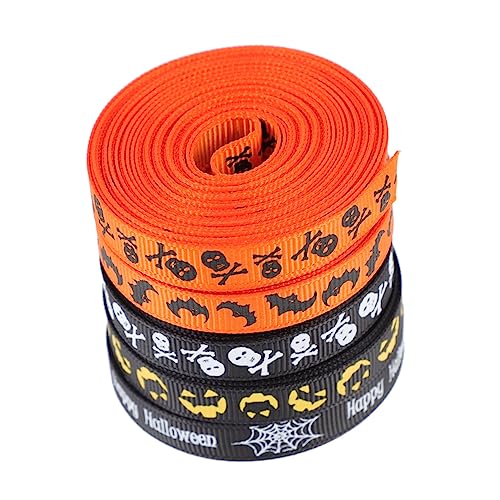 Veemoon 5 Rollen Halloween-Bänder geschenkband halloween atmosphäre Wrapping ribbon Colorful ribbon Halloween-Kürbis-Dekoration Basteln Verpackungsband kreative Halloween-Zubehör Polyester Veemoon 5 Rollen Halloween-Bänder geschenkband halloween atmosphäre Wrapping ribbon Colorful ribbon Halloween-Kürbis-Dekoration Basteln Verpackungsband kreative Halloween-Zubehör Polyester von Veemoon