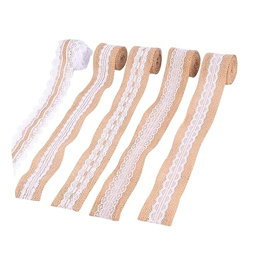 Veemoon 5 Rollen Lace Roll Baumwollstreifen DIY Dekoband für Hochzeitsdekoration und Bastelarbeiten Langlebig und Retro für Kreative Projekte und Heimdekoration von Veemoon